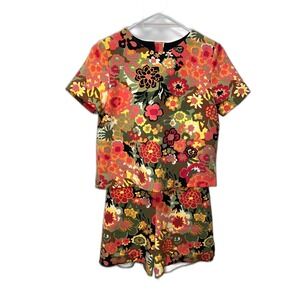 ZARA Trafaluc Collection 70s Jumper Floral‎ Romper size Small